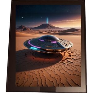 Alien Spaceship In A Glass Front Frame 8x10 Picture AI wall art